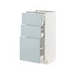 METOD/MAXIMERA - Base cabinet with 3 drawers, white/Kallarp light grey-blue, 40x37x80 cm