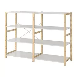 IVAR - 2 bagian/rak, kayu pinus/logam putih, 175x50x124 cm