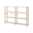 IVAR - 2 sections/shelves, pine/metal white, 175x30x124 cm
