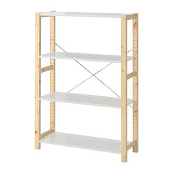 IVAR - Shelving unit, pine/metal white, 89x30x124 cm
