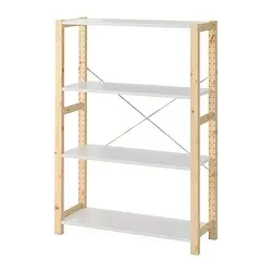 IVAR - Unit rak , kayu pinus/logam putih, 89x30x124 cm