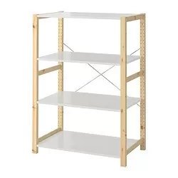 IVAR - Unit rak , kayu pinus/logam putih, 89x50x124 cm