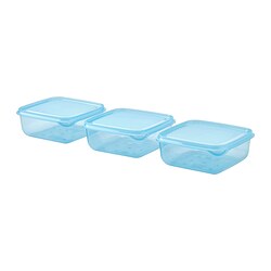 PRUTA - Kotak makan dengan tutup, biru, 0.6 l