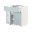 METOD/MAXIMERA - Kabinet dasar dengan laci/2 pintu, putih/Kallarp abu-abu muda-biru, 80x60x80 cm