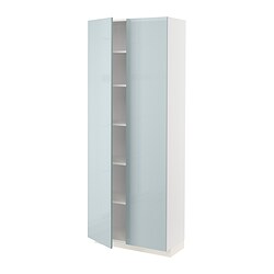 METOD - High cabinet with shelves, white/Kallarp light grey-blue, 80x37x200 cm