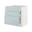 METOD/MAXIMERA - Base cabinet with 3 drawers, white/Kallarp light grey-blue, 80x60x80 cm
