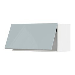 METOD - Wall cabinet horizontal w push-open, white/Kallarp light grey-blue, 80x37x40 cm