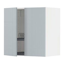 METOD - Wall cabinet w dish drainer/2 doors, white/Kallarp light grey-blue, 60x37x60 cm