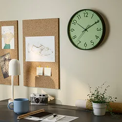 TALLSPARV - Wall clock, black/green, 28 cm