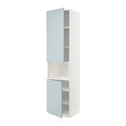 METOD - High cab f micro w 2 doors/shelves, white/Kallarp light grey-blue, 60x60x240 cm
