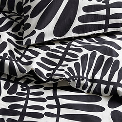 MAJSMOTT - Sarung duvet dan sarung bantal, putih pudar/hitam, 150x200/50x80 cm
