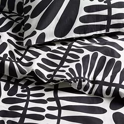 MAJSMOTT - Sarung duvet dan sarung bantal, putih pudar/hitam, 150x200/50x80 cm