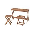 NÄMMARÖ - Meja dan 2 bangku, luar ruang, diwarnai cokelat muda dapat dilipat/dapat dilipat, 108x37 cm