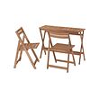 NÄMMARÖ - Meja dan 2 kursi lipat, luar ruang, dapat dilipat diwarnai cokelat muda, 108x37 cm