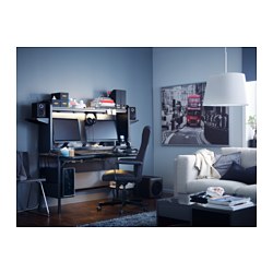 FREDDE - Gaming desk, black, 140/185x74x146 cm
