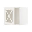 METOD - Wall cabinet w glass door/crossbar., white/Bodbyn off-white, 40x37x40 cm