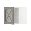METOD - Wall cabinet w glass door/crossbar., white/Bodbyn grey, 40x37x40 cm