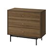 RÅDMANSÖ - Lemari 3 laci, cokelat kesan kayu walnut, 90x48x81 cm