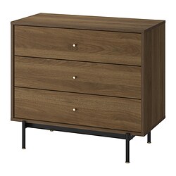 RÅDMANSÖ - Chest of 3 drawers, brown walnut effect, 90x48x81 cm