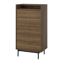 RÅDMANSÖ - Chest of 5 drawers, brown walnut effect, 70x48x132 cm