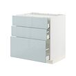 METOD/MAXIMERA - Base cab f hob/3 fronts/3 drawers, white/Kallarp light grey-blue, 80x60x80 cm