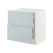 METOD/MAXIMERA - Kbnt dsr u kompor/2 bgn dpn/3 laci, putih/Kallarp abu-abu muda-biru, 80x60x80 cm