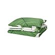 KUNGSCISSUS - Sarung duvet dan sarung bantal, putih/hijau, 150x200/50x80 cm