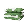 KUNGSCISSUS - Duvet cover and 2 pillowcases, white/green, 200x200/50x80 cm