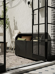 TOSTERÖ - Kotak penyimpanan, luar ruang, hitam, 129x44x79 cm