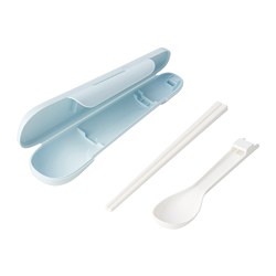 MIDDAGSGÄST - Set sendok dan sumpit dengan kotak, biru