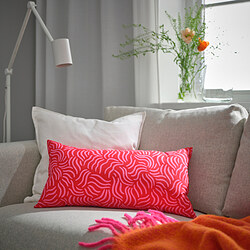 SANDMOTT - Cushion, bright red/bright pink, 30x58 cm