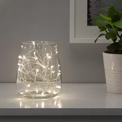 LEDFYR - Rantai lampu LED dengan 24 lampu, dalam ruang warna perak