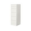 MALM - Chest of 6 drawers, white/mirror glass, 40x123 cm