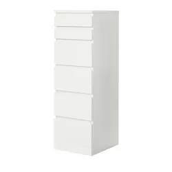 MALM - Chest of 6 drawers, white/mirror glass, 40x123 cm