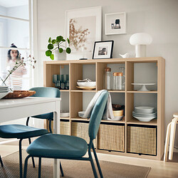 KALLAX - Shelving unit, white stained oak effect, 112x147 cm