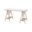 LAGKAPTEN/MITTBACK - Desk, white anthracite/birch, 140x60 cm