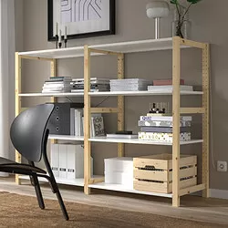 IVAR - 2 bagian/rak, kayu pinus/logam putih, 175x50x124 cm