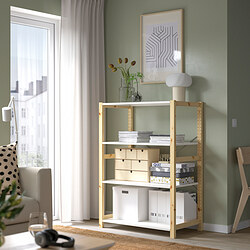 IVAR - Shelving unit, pine/metal white, 89x50x124 cm