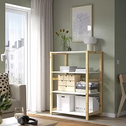 IVAR - Unit rak , kayu pinus/logam putih, 89x50x124 cm