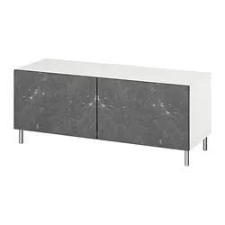 BESTÅ - Meja TV dengan pintu, putih Bergsviken/Ösarp/hitam, 120x42x48 cm