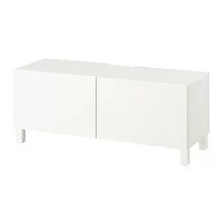 BESTÅ - Meja TV dengan pintu, putih/Lappviken/Stubbarp putih, 120x42x48 cm