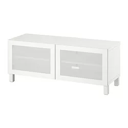 BESTÅ - Meja TV dengan pintu, putih/Mörtviken/Stubbarp putih, 120x42x48 cm