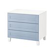 PLATSA - Lemari 3 laci, putih/Sannidal biru, 80x57x73 cm