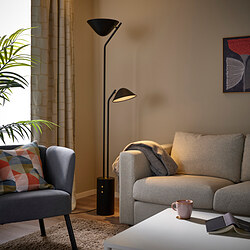 TRÅDNATE - Lampu lantai sorot atas/lampu baca, hitam, 180 cm