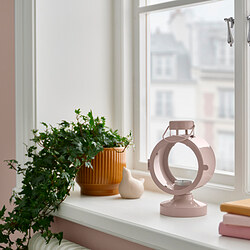 FLODSVALA - Lantern for tealight, in/outdoor, pale pink, 21 cm