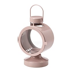 FLODSVALA - Lantern for tealight, in/outdoor, pale pink, 21 cm