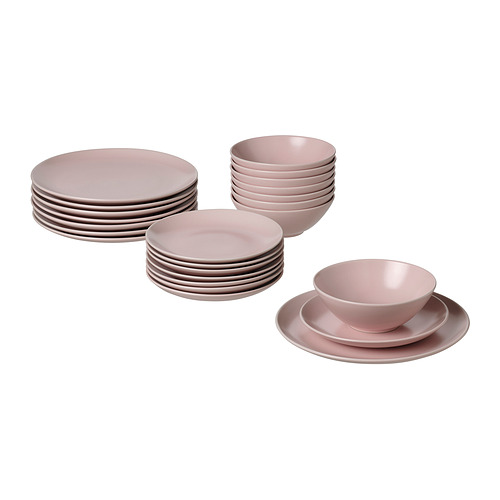 Pink Ikea Ikea Dinner Plates Set FÄRGKLAR 24-piece Service, Matt