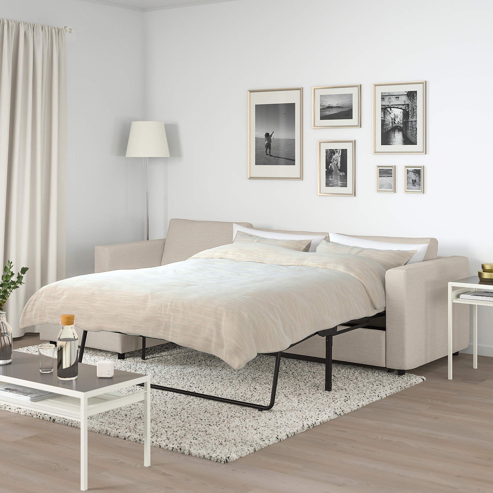 VIMLE sofa tempat tidur 3 dudukan, dengan chaise longue