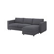 VIMLE - 3-seat sofa-bed with chaise longue, Gunnared medium grey