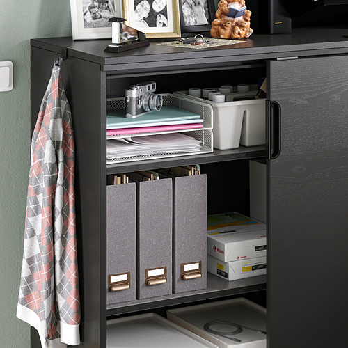 GALANT cabinet with sliding doors, black stained ash veneer